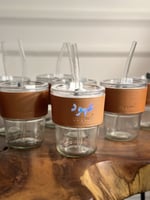 كوب زجاج مع الطباعة