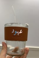 كوب زجاج مع الطباعة