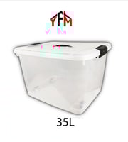 صندوق تخزين بلاستيك شفاف 35 لتر اسود