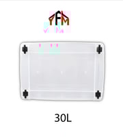 صندوق تخزين بلاستيك شفاف 30 لتر ازرق فاتح