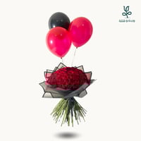 باقة ورد احمر مع بالون