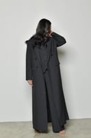 طقم 3 قطع بليزر عباية لون رمادي غامق مبطنة مع بدلة...