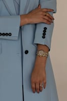 بليزر عباه ازرق سماوي بتحديد لون رمادي فاتح بازارر...