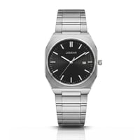 ساعة الهيبة الرجالية ستيل فضي مينا اسود LOD 2090