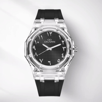 ساعة شفافة ارقام عربية اسود db-340
