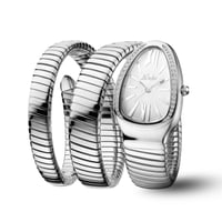 ساعة نسائية لفتين ثعبان فضي مينا فضي S10066