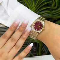 ساعة نسائية ستيل لونين مينا احمر 02151