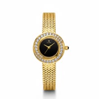 ساعة نسائية فاخرة ستيل ذهبي مينا اسود AK5910L