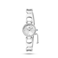 ساعة نسائية بسير فري سايز فضي ميناء فضي 1023