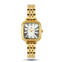 ساعة نسائية فاخرة بسير استيل ذهبي L005⭐️