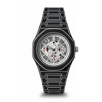 ساعة الكاريبون سير اسود مينا ابيض LOD 25154