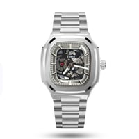 ساعة رجالية فاخرة بسيبر ستيل فضي ومينا رصاصي EM024