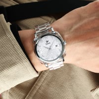 ساعة شفافة ارقام عربية ابيض EM048