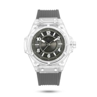 ساعة شفافة ارقام لون رصاصي