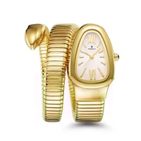 ساعة نسائية فاخرة ثعبان ذهبي مينا ابيض S10055