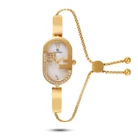 ساعة نسائية F بسير استيل ذهبي 4728⭐️⭐️⭐️