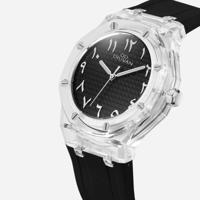 ساعة شفافة ارقام عربية اسود db-340