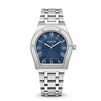 ساعة التفرد الرجالية ستيل فضي مبنا ازرق LOD2092