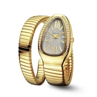ساعة نسائية لفة ثعبان ذهبي مينا رصاصي M10066