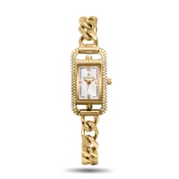 ساعة جنزير ستيل ذهبي مينا ابيض 0100136