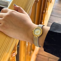 ساعة نسائية فاخرة ستيل ذهبي وفضي AK5870