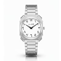 ساعة رجالية فاخرة ارقام عربية ستيل مينا ابيض LOD12...