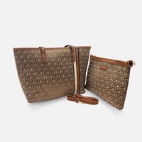 طقم شنطة نسائية فاخرة لون بني