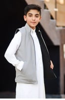 سديري جوخ دبل فيس لون اسود مع رمادي