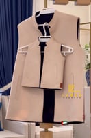 طقم سديري رجالي+ولادي لون بيج مع اسود