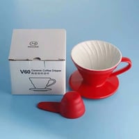 قمع ترشيح سيراميك موجي V60 مقاس 02 , أحمر
