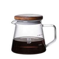 سيرفر قهوة V60 زجاجي , غطاء خشبي - مقاس 01