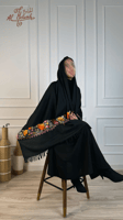 شال كشميري مطرز مكينة أسود 2م1Xم