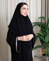 حجاب مطرز مع كرستال قماش ملكة ليزر مقاس 110X110سم