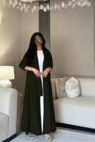 عباية كريب زيتي غامق دبل كلوش