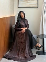 عباية حرير مغسول تركي بني مشجر وسادة درجتين