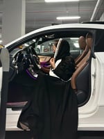 عباية كتان اسود مع كتان ابيض وكلفة