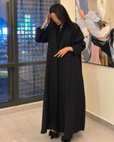 عباية كتان اسود مخطط مع كتان سادة القصة نص كلوش