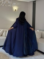 عباية شيفون كحلي سادة مع شيفون مموج مكسر كلوش ‎‏‎‏...