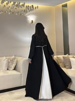 ‎عباية كريب لميا اسود مع ابيض مع كلف