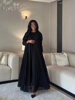 ‎ شيفون كوري مكسر أسود طبقتين دبل كلوش ‏‎‏‎‏‎عباية