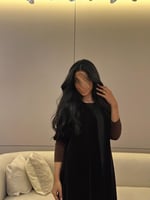 عباية مخمل بني غامق مع أكمام سترتش نص كلوش