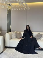 عباية لنن هندي طبقات زم مع كلفة اسود ‏‎‏‎‏‎‏‎‏‎