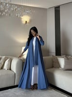 عباية لنن لون أزرق كلوش ‏‎‏‎‏‎‏‎‏‎‏‎