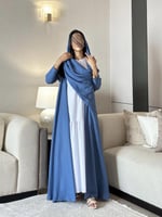عباية لنن لون أزرق كلوش ‏‎‏‎‏‎‏‎‏‎‏‎