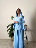 عباية كريب مكسر كلوش سماوي