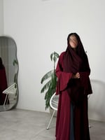 عباية كريب مكسر كلوش عنابي