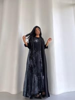 عباية شيفون اسود سادة مع شيفون مموج مكسر كلوش ‎‏‎‏...