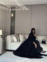 عباية كتان مطبوع القصة دبل كلوش