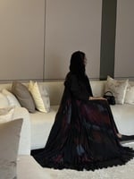 عباية شيفون كوري مكسر طبقتين طبقة اسود وطبقة مموج...