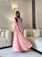 عباية كريب امريكي وردي مع لولو (مع امكانية تغيير ل...